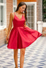 Load image into Gallery viewer, Red A-line V Neck Graduation Dress