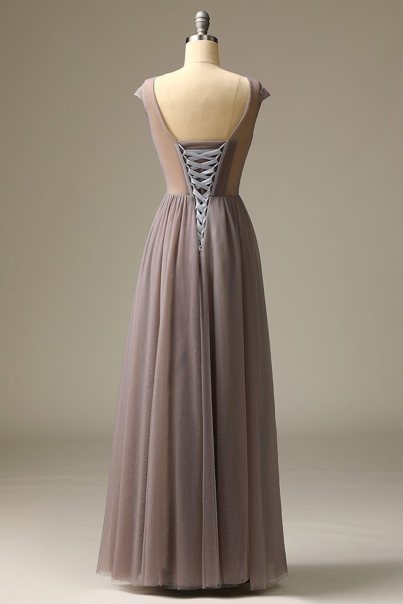Load image into Gallery viewer, Appliques Grey Prom Dress