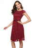 Load image into Gallery viewer, Dark Red Belted Lace Dress