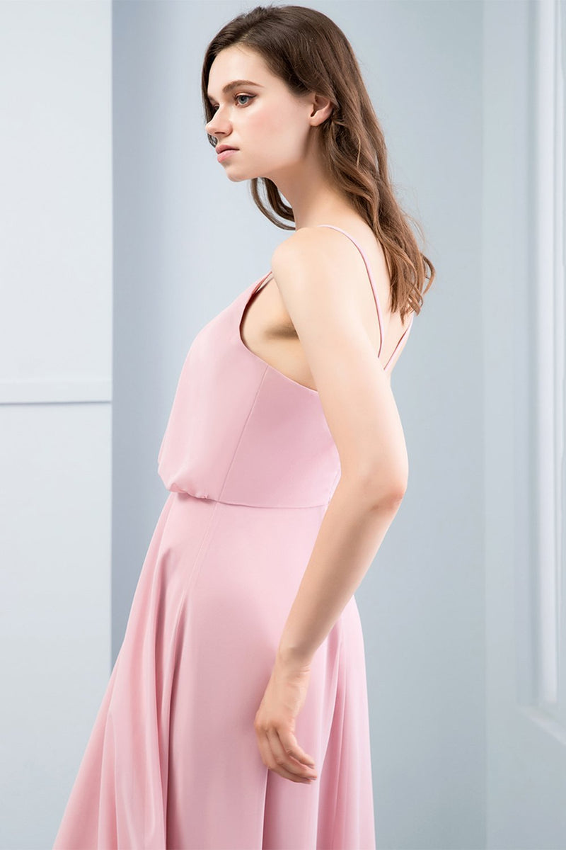 Load image into Gallery viewer, Simple Spaghetti Straps Blush Bridesmaid Dress