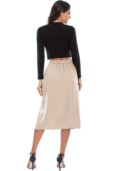 Champagne Asymmetrical Side Slit Skirt