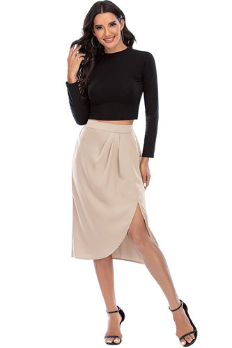 Champagne Asymmetrical Side Slit Skirt