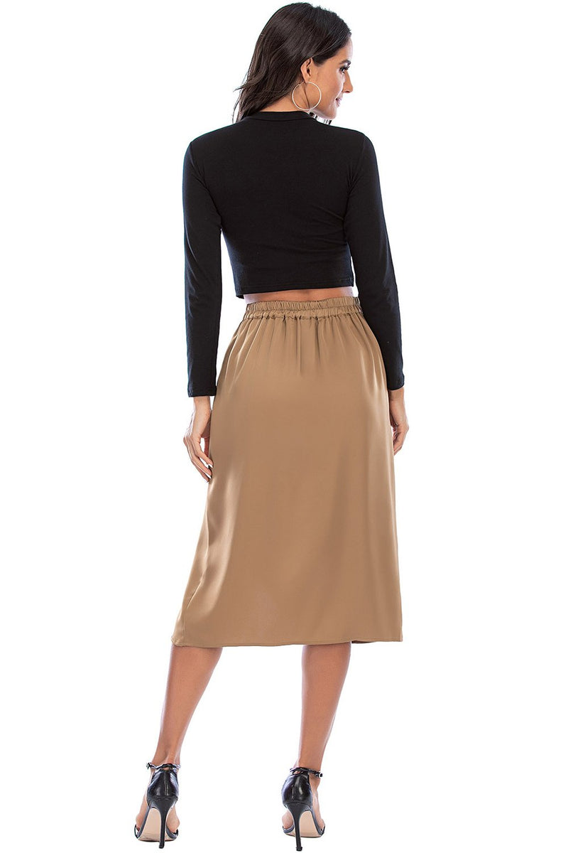 Load image into Gallery viewer, Champagne Asymmetrical Side Slit Skirt