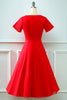 Load image into Gallery viewer, Square Collar Retro Red 1950&#39;s Dress