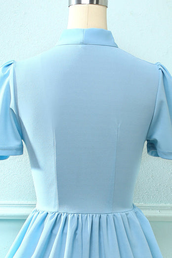 Blue Vintage 1950s Dress with Bowknot