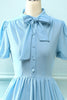 Load image into Gallery viewer, Blue Vintage 1950s Dress with Bowknot