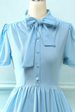 Blue Vintage 1950s Dress with Bowknot