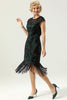 Load image into Gallery viewer, Black Sleeveless Sequin Fringe 1920 Dress