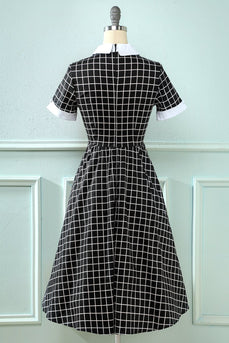 Plaid 1950s Vintage Dress with Bow