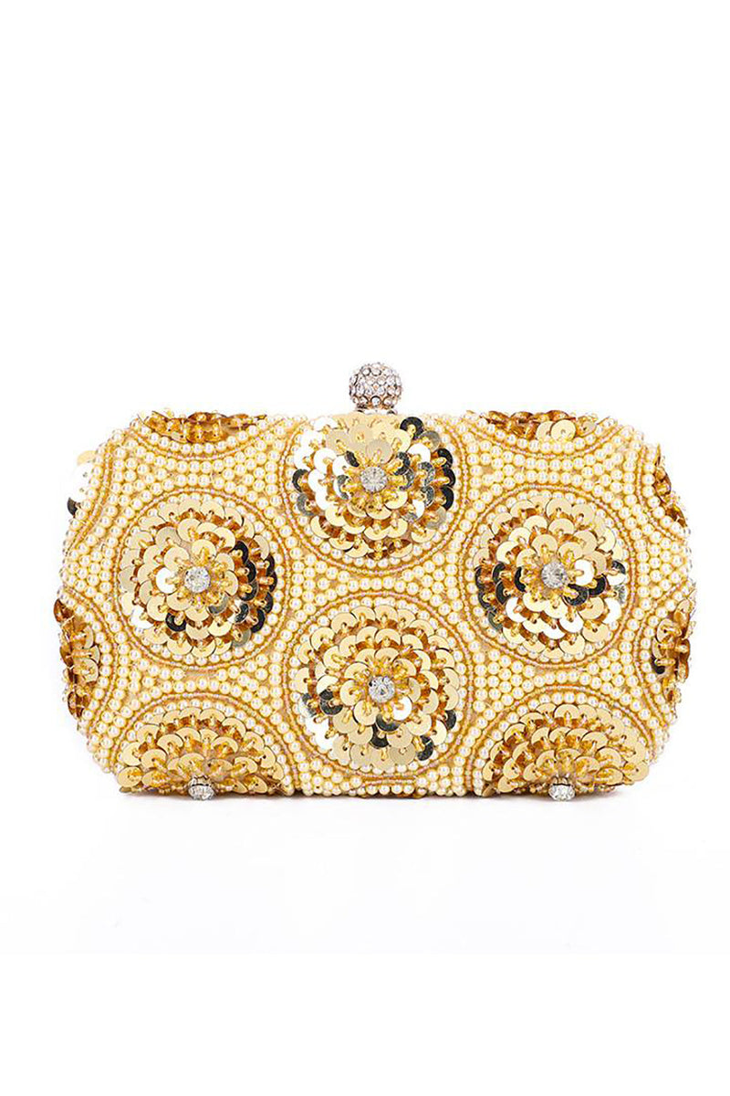 Load image into Gallery viewer, Golden Sparkly Sequin Rhinestone Evening Handbag
