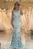 Load image into Gallery viewer, Sparkly Mermaid One Shoulder Dark Green Sequins Long Prom Dress