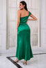 Load image into Gallery viewer, One Shoulder Dark Green Mother Dress with Split Front