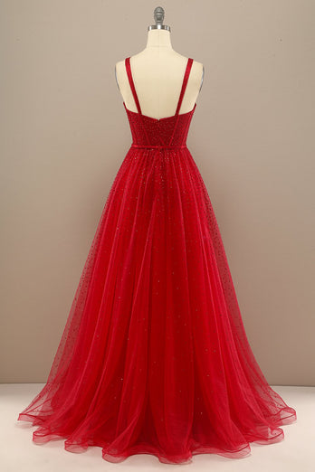 Red Sweetheart Beading Prom Dress