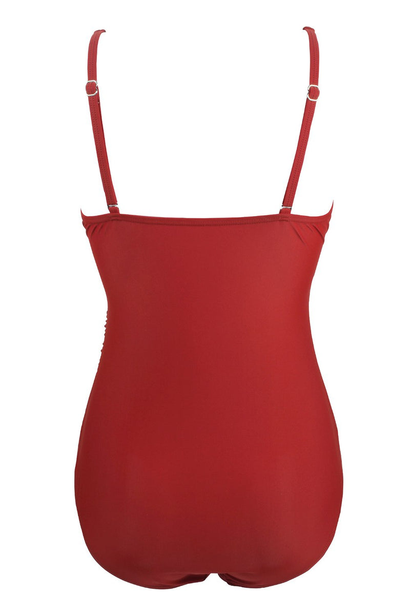 Load image into Gallery viewer, Dark Red One Piece Swimsuit