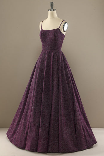 Charming A Line Purple Prom Dress with Split Front