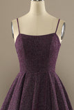 Charming A Line Purple Prom Dress with Split Front