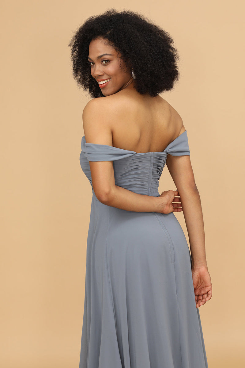 Load image into Gallery viewer, Off the Shoulder Chiffon Bridesmaid Dress