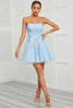 Load image into Gallery viewer, Blue Tulle Short Prom Dress with Appliques
