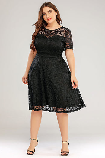 Black Lace Plus Size Formal Dress