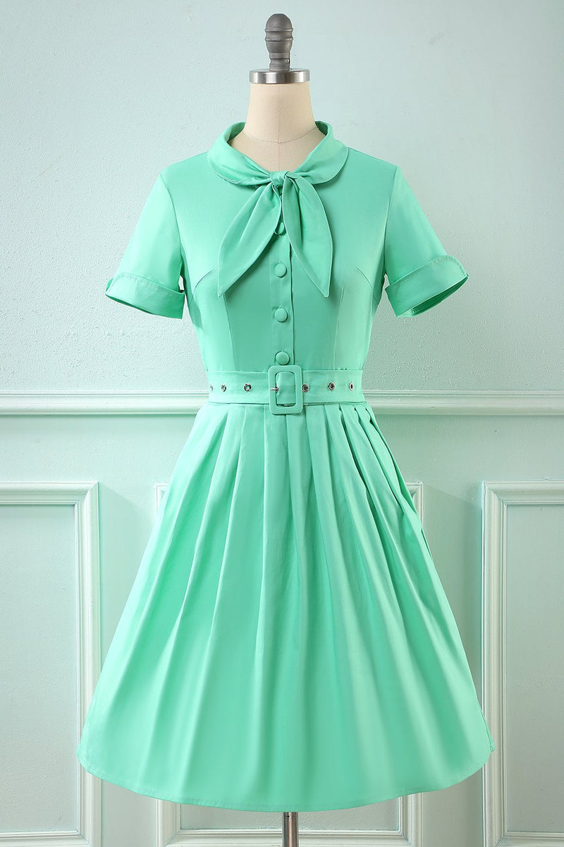 Load image into Gallery viewer, Retro Style Scoop Blue Vintage Dress