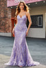 Load image into Gallery viewer, Lilac Sparkly Mermaid Long Prom Dress with Beading