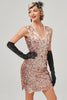 Load image into Gallery viewer, Dark Green Sequined V-Neck 1920s Flapper Dress