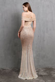Gold Mermaid Sequin Long Prom Dress