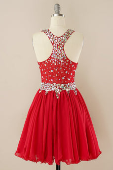 Red Beading Graduation Dress