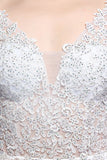 White Applique Prom Dress