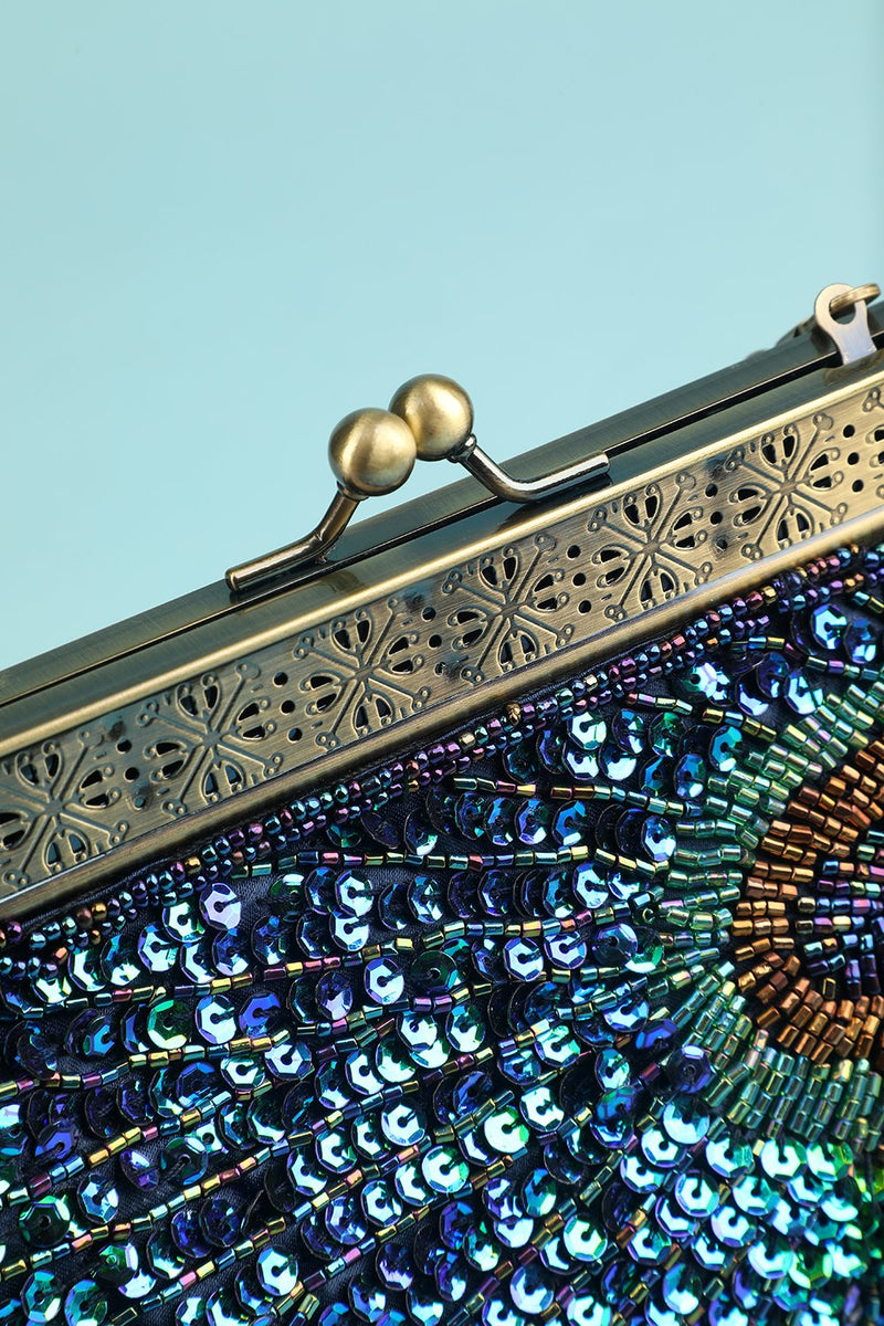 Load image into Gallery viewer, Peacock Green Evening Bag