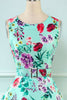 Load image into Gallery viewer, Green Flower Print 1950s Dress