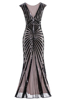 Load image into Gallery viewer, Mermaid Black 1920s Sequined Flapper Dress
