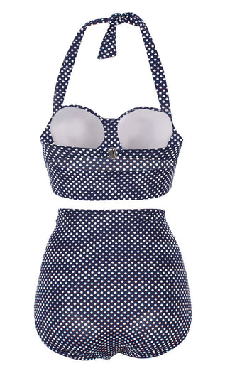 Vintage Navy Polka Dots Swimwear