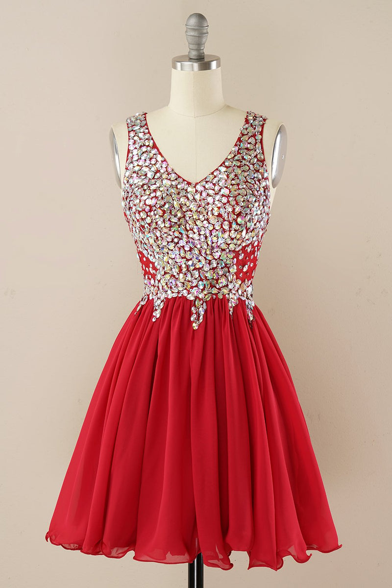 Load image into Gallery viewer, Red Beading Graduation Dress