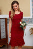 Load image into Gallery viewer, Burgundy Lace Bodycon Dress