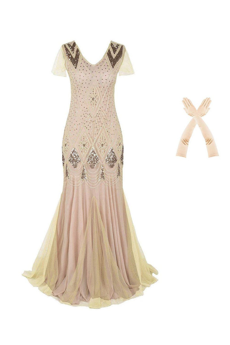 Load image into Gallery viewer, Pink 1920s Sequins Flapper Long Dress