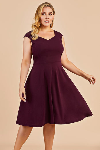 Burgundy Plus Size Homecoming Party Dress