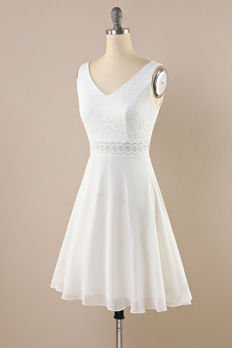 Load image into Gallery viewer, White Lace Chiffon Vintage Dress