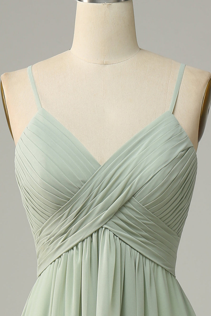Load image into Gallery viewer, Spaghetti Straps Sleeveless Dusty Sage Bridesmaid Dress