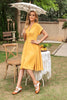 Load image into Gallery viewer, Elegant Yellow V Neck Vintage Dress