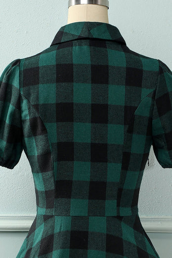 Green Plaid Vintage Tartan Dress