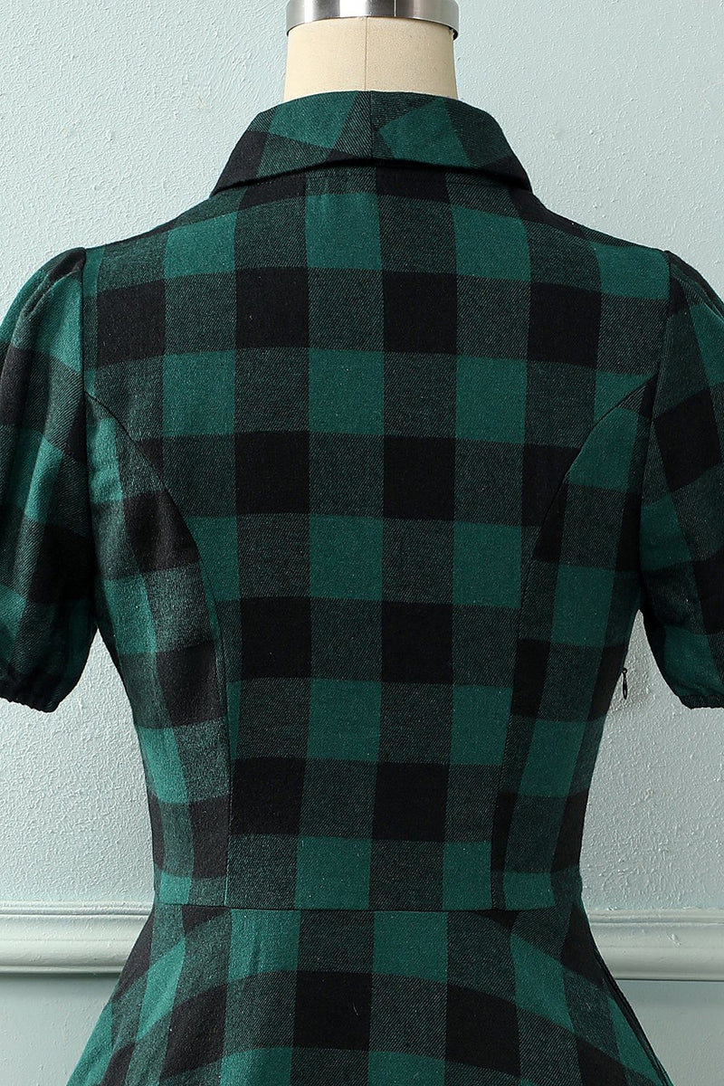 Load image into Gallery viewer, Green Plaid Vintage Tartan Dress