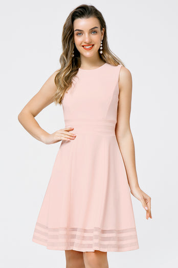 Solid Light Pink Midi Dress