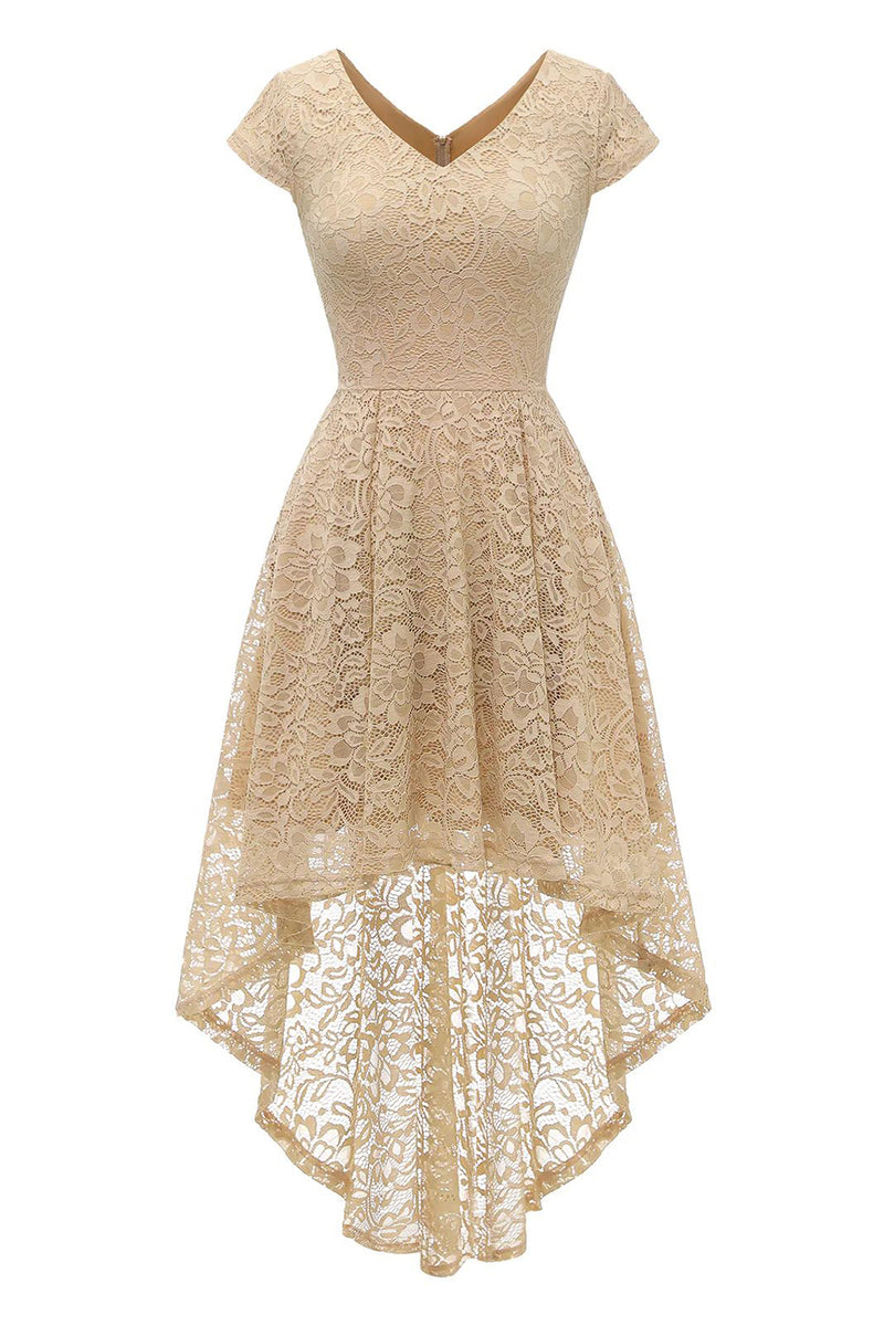 Load image into Gallery viewer, Champagne High-low Lace Dress
