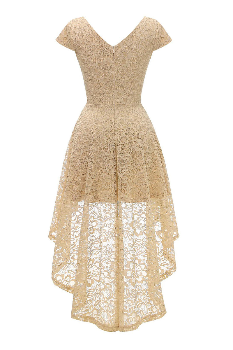 Load image into Gallery viewer, Champagne High-low Lace Dress