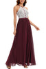 Load image into Gallery viewer, A Line Halter Blush Long Bridesmaid Dress with Lace
