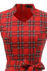 Load image into Gallery viewer, Red Plaid Vintage Plus Dress with Bowknot