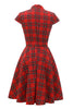 Load image into Gallery viewer, Red Plaid Vintage Plus Dress with Bowknot