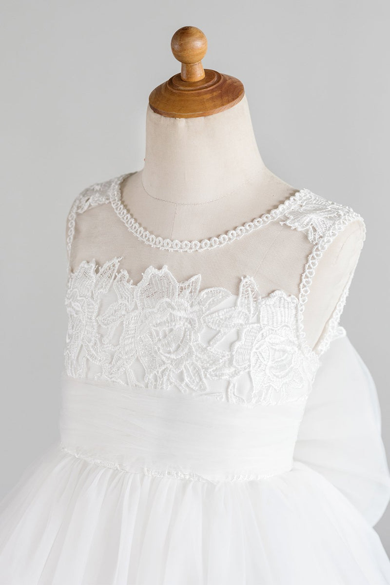 Load image into Gallery viewer, White Flower Girl Dress with Bow
