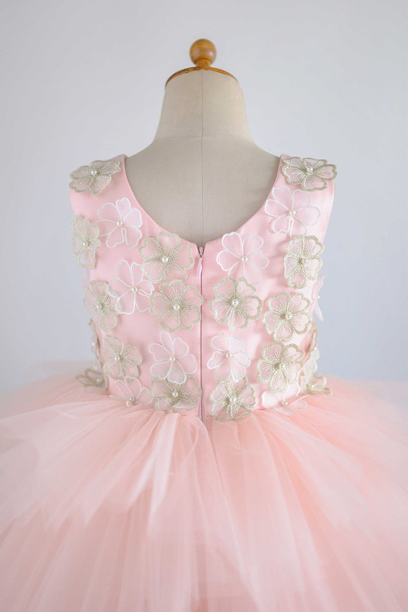 Load image into Gallery viewer, Jewel Pink Tulle Flower Girl Dress with Appliques